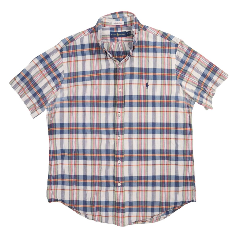 Ralph Lauren Authentic Bleeding Madras Shirt Mens L‎ Plaid Button Down India